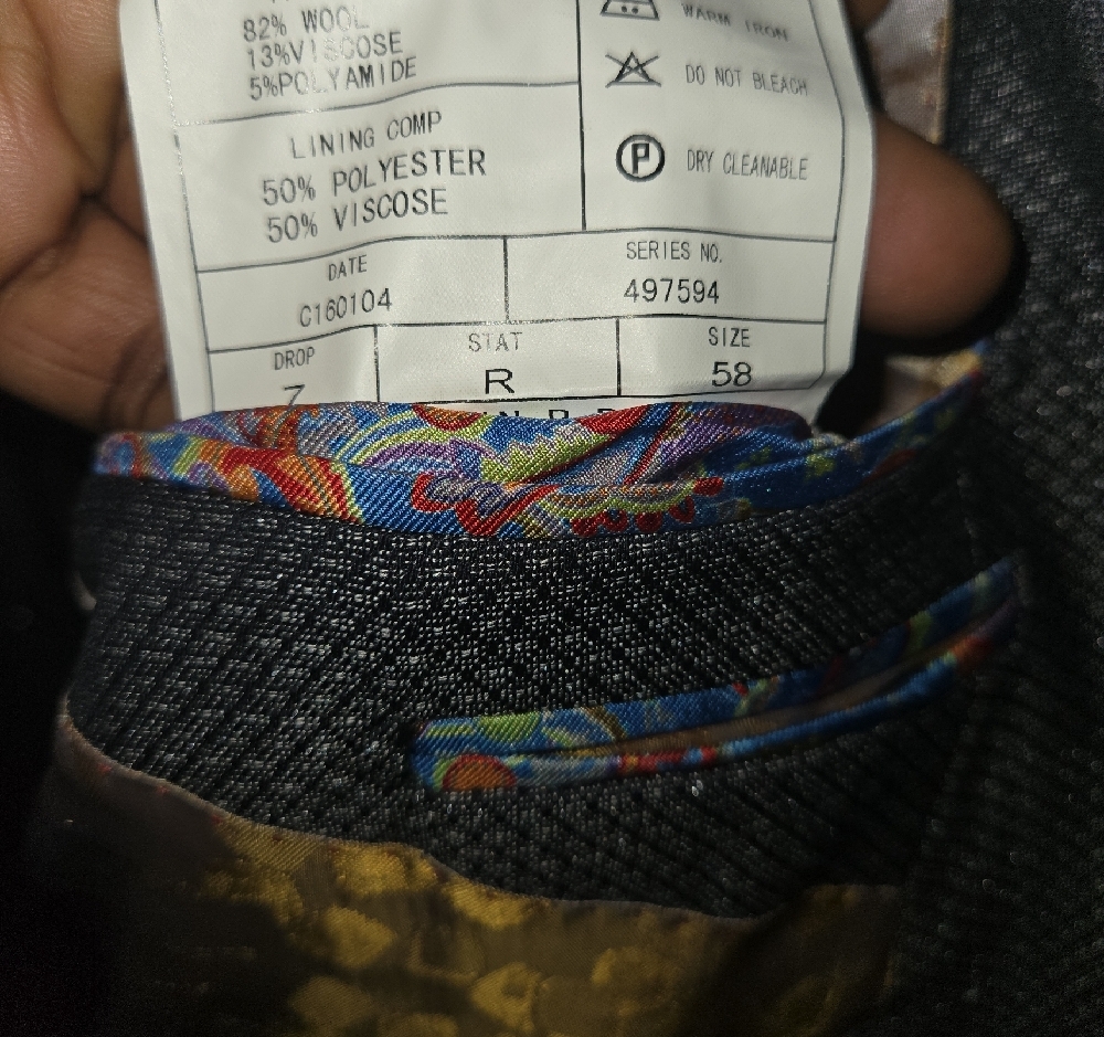 Robert Graham Charcoal Textured Blazer with Gold Floral Lining - Picture 7 of 10